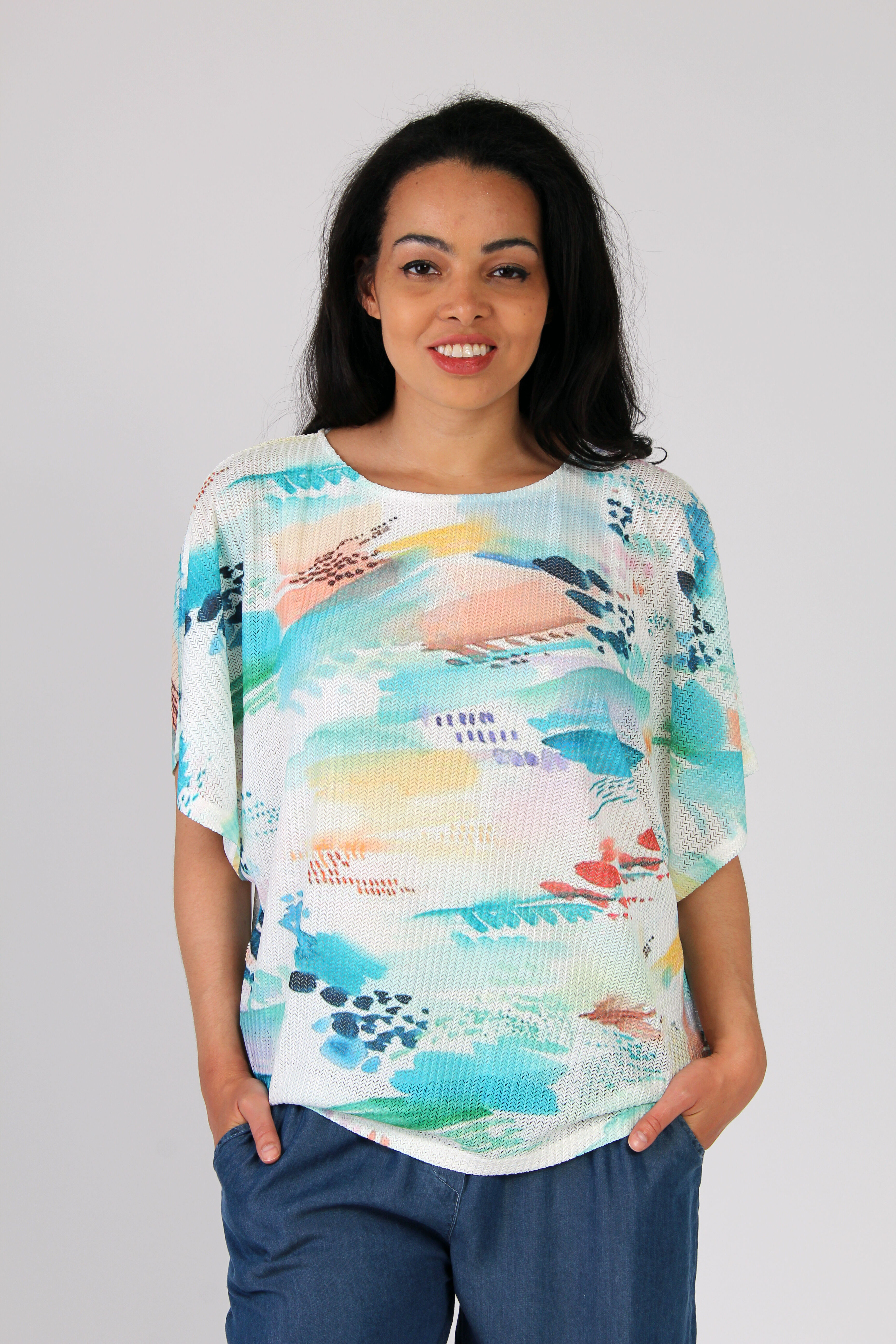 Mesh Overlay Batwing Top Image 1