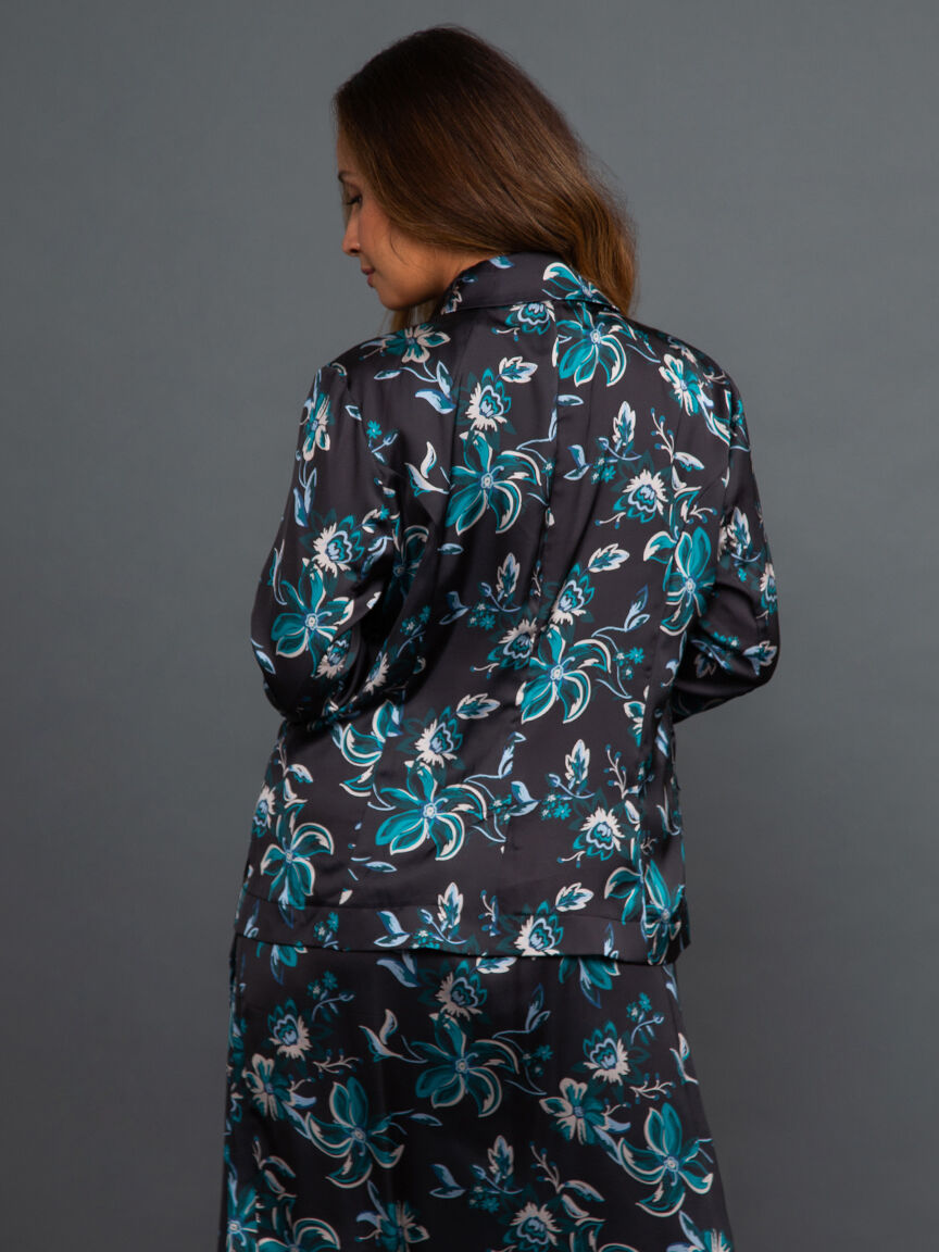 Unlined Satin Floral Blazer Image 4