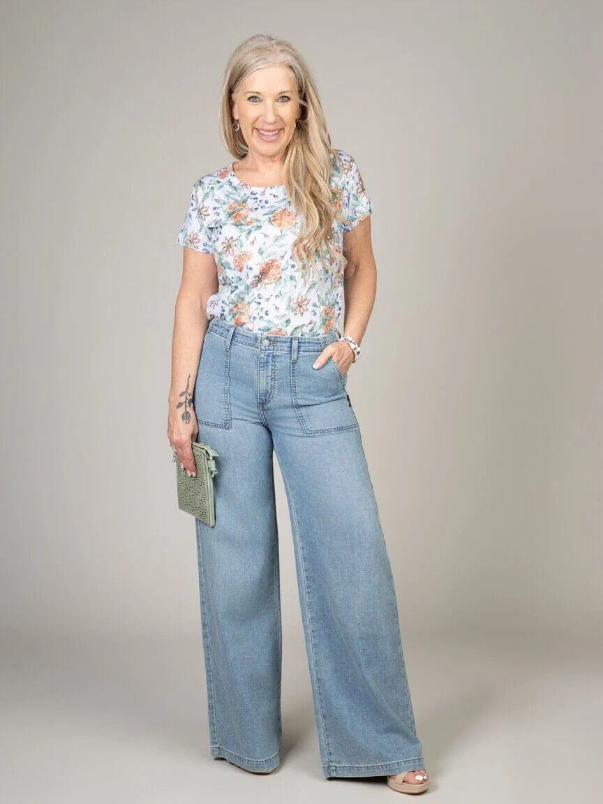 Lightweight Knit Wide Leg Denim