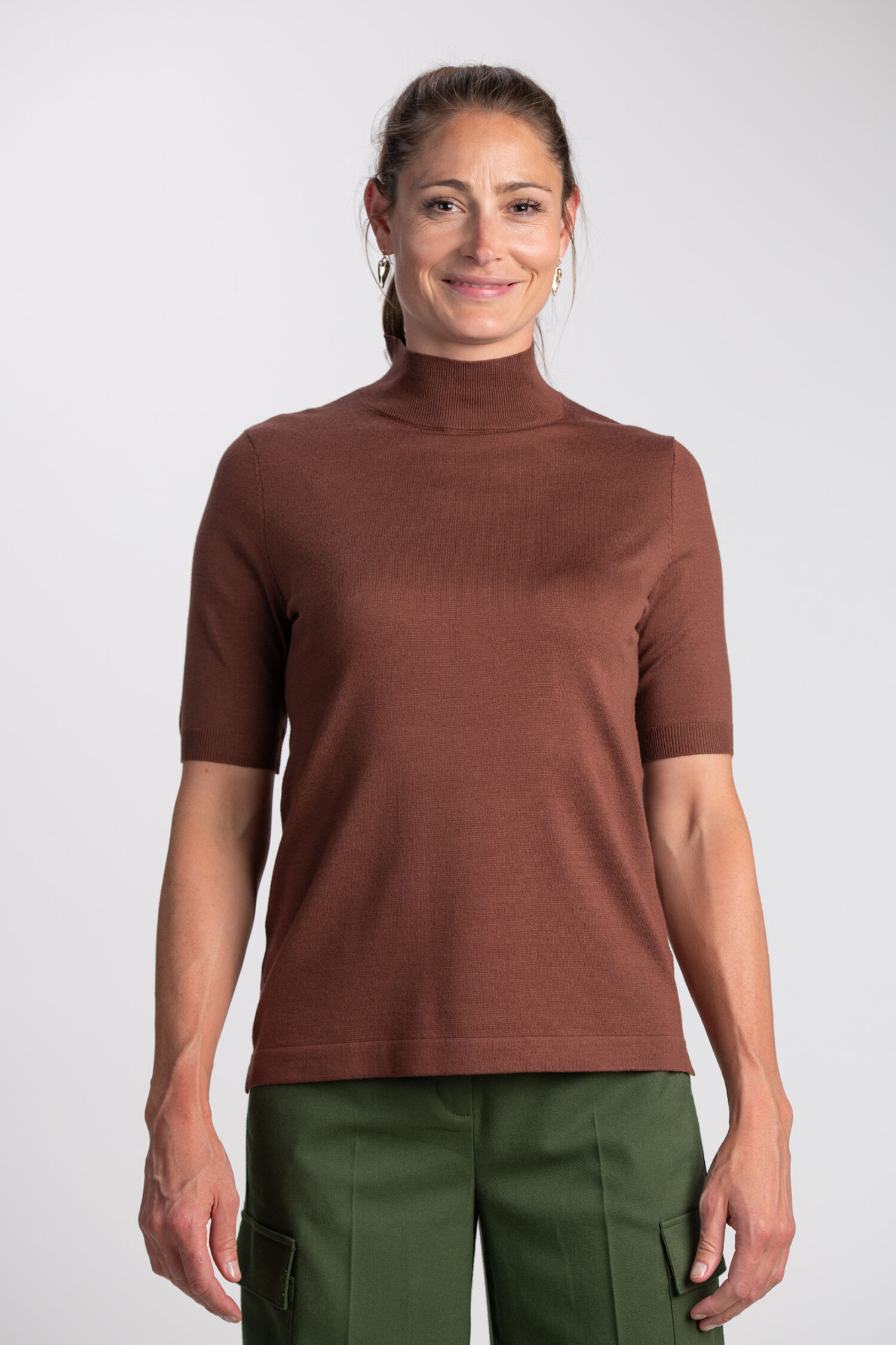 Short Sleeve Mock Neck Knit Top  Image 3