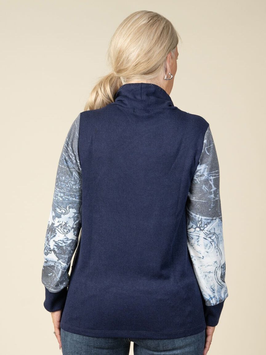 Long Sleeve Colorblock Printed Top