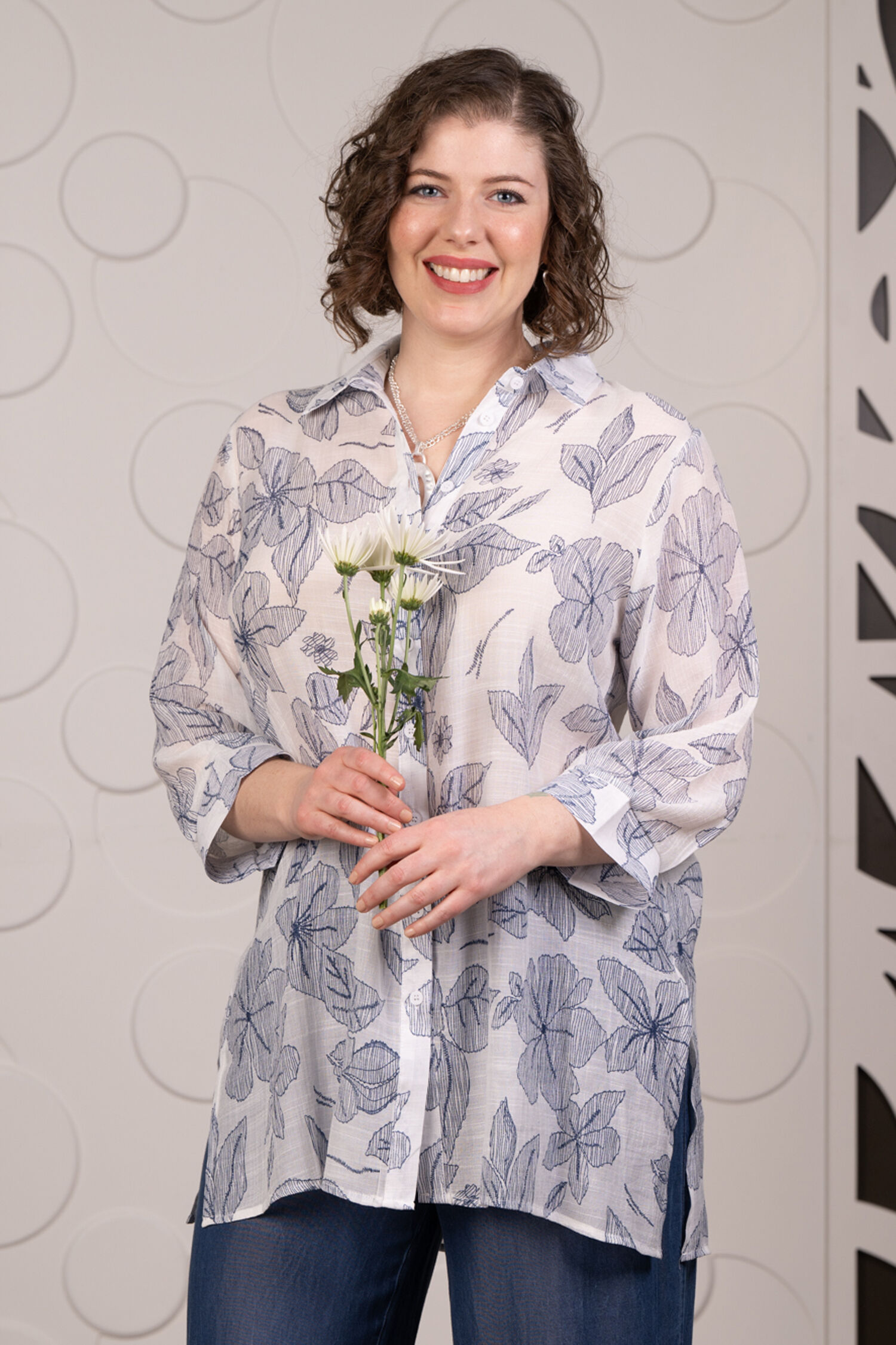 Button-Up Floral Tunic Image 2