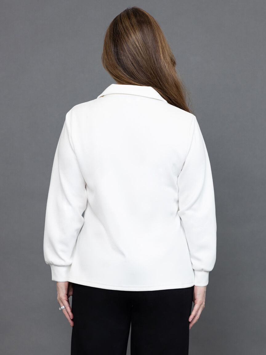 Zip Neck Scuba Knit Pullover 