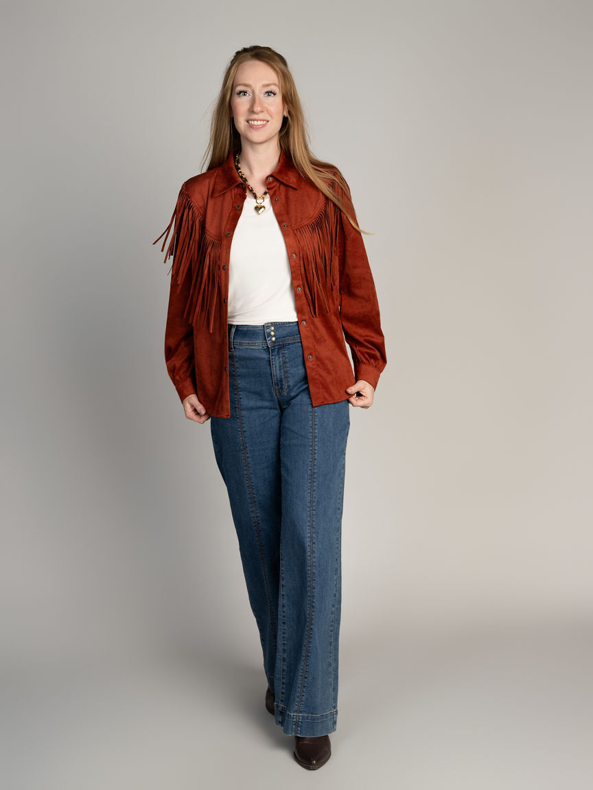 Faux Suede Fringe Jacket