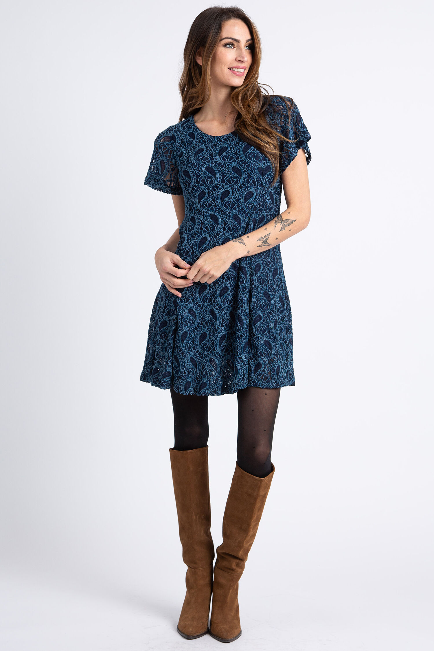 Flutter Sleeve Lace Dress Image 1