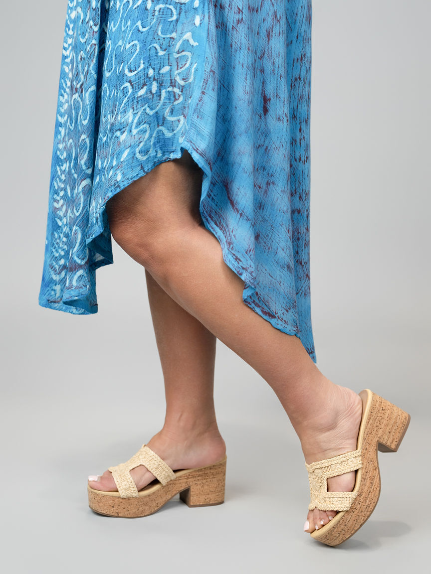 Short Sleeve Tie-Dye Midi Dress With Asymmetrical Hem