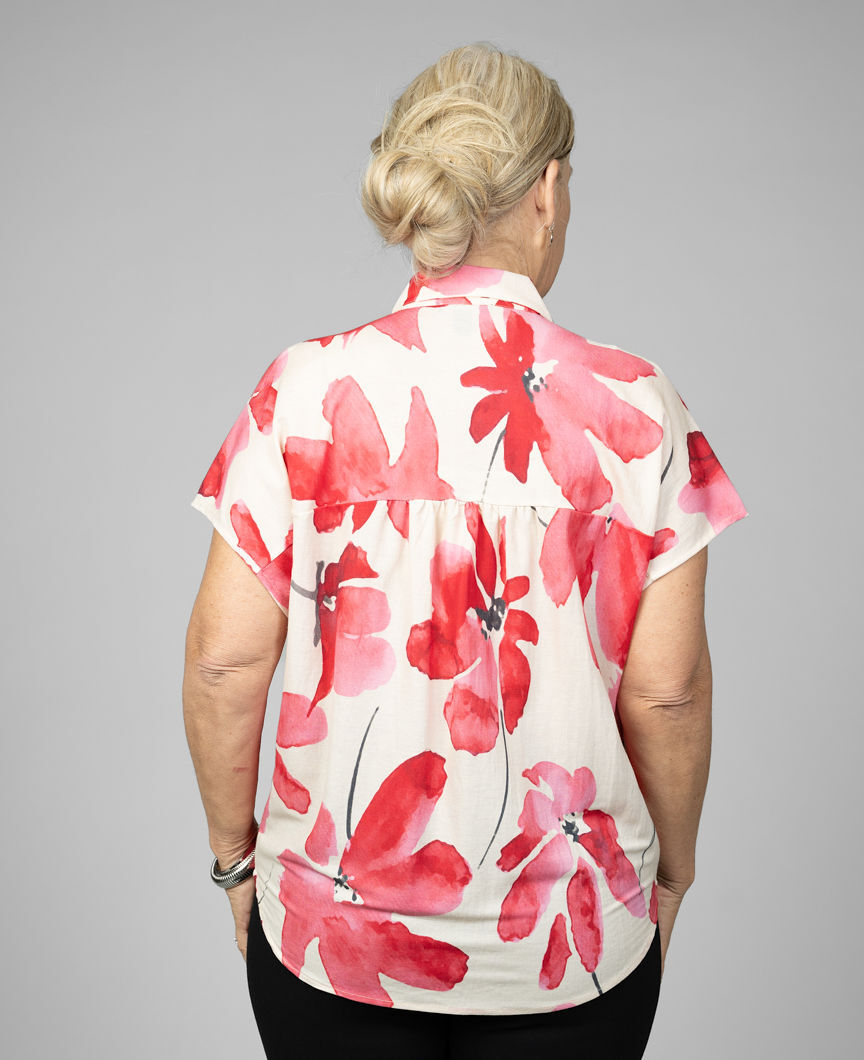 Collared Button-Up Top With Front Tie