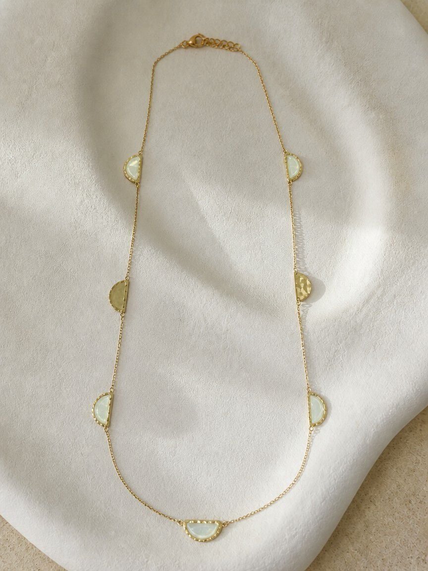 Long Necklace with Pearl-Like Resin Accents