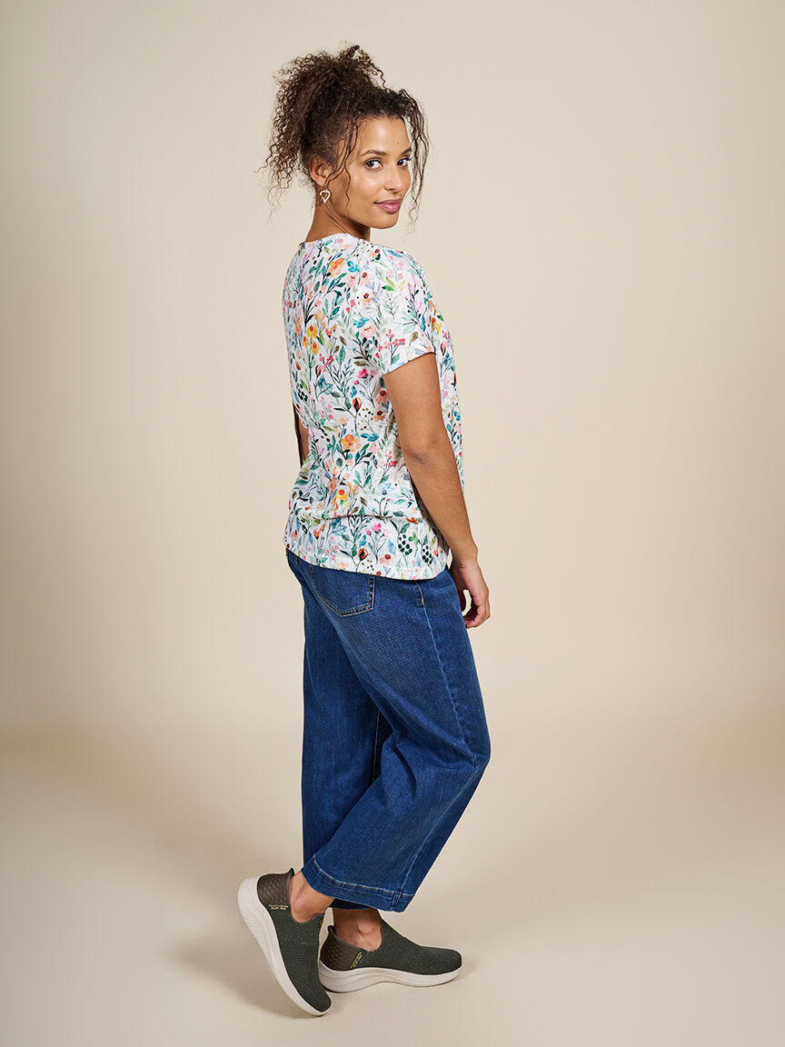 Short Sleeve Top with Ladder Stitching  Image 5