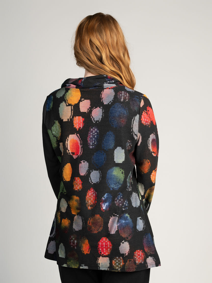 Mixed Panel Cowl Neck Tunic