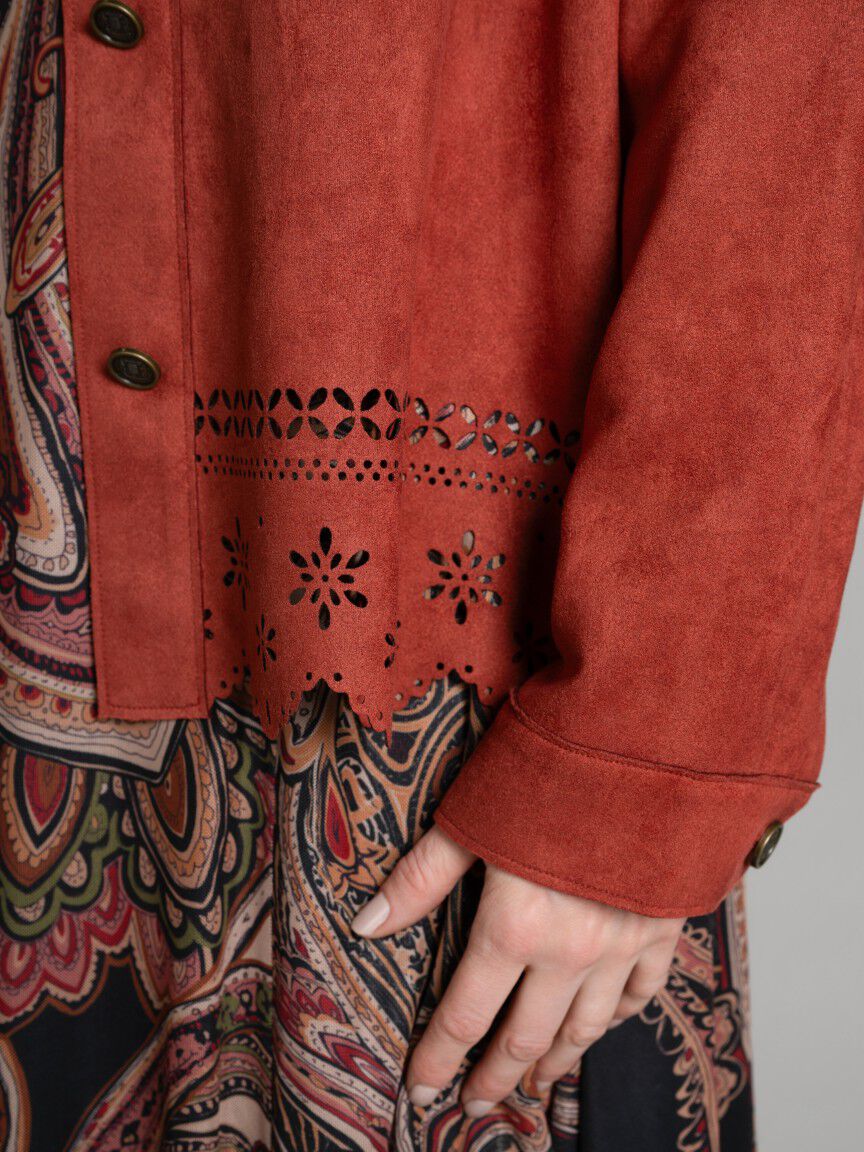 Faux Suede Button Up Jacket