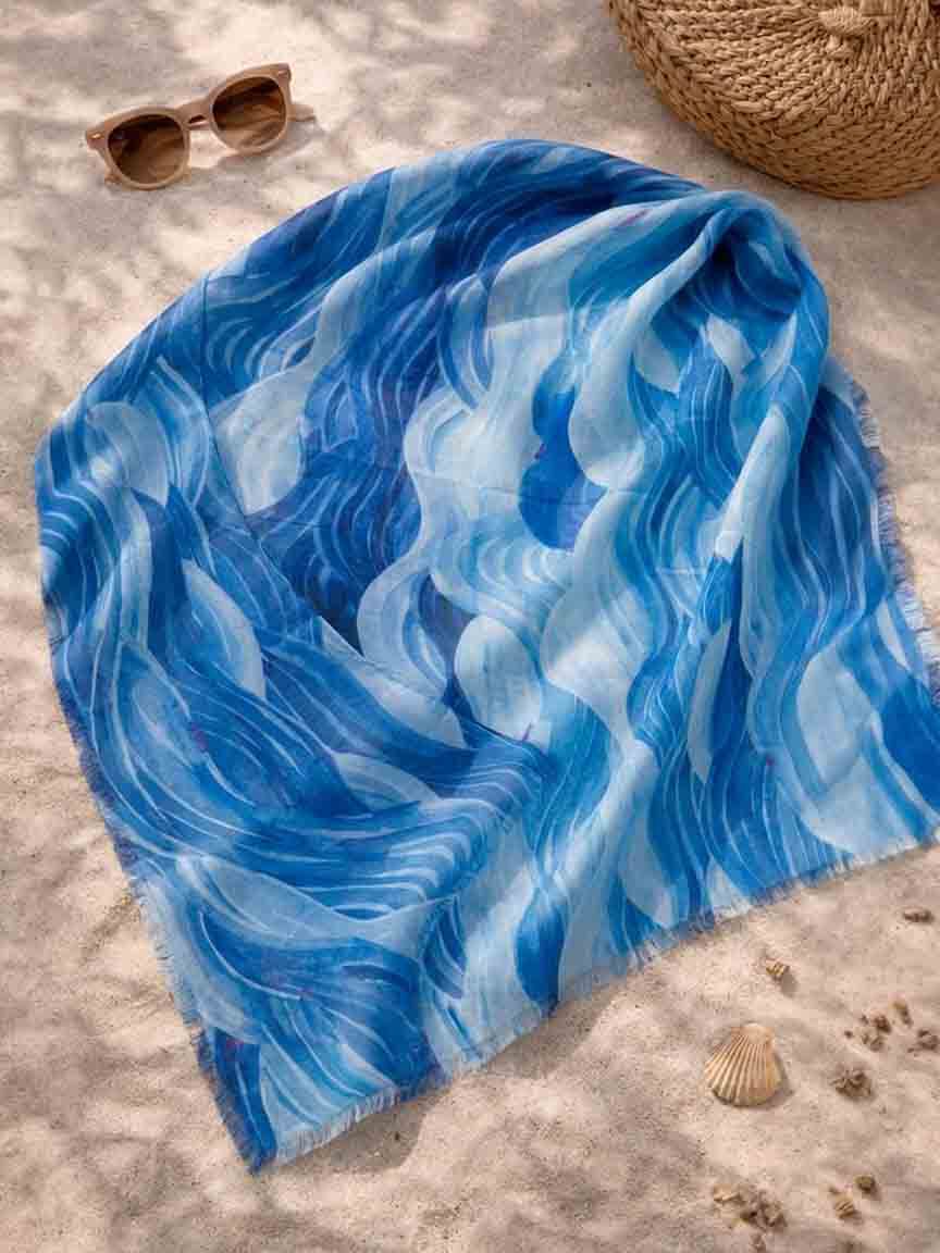 Lightweight Abstract Wave Scarf