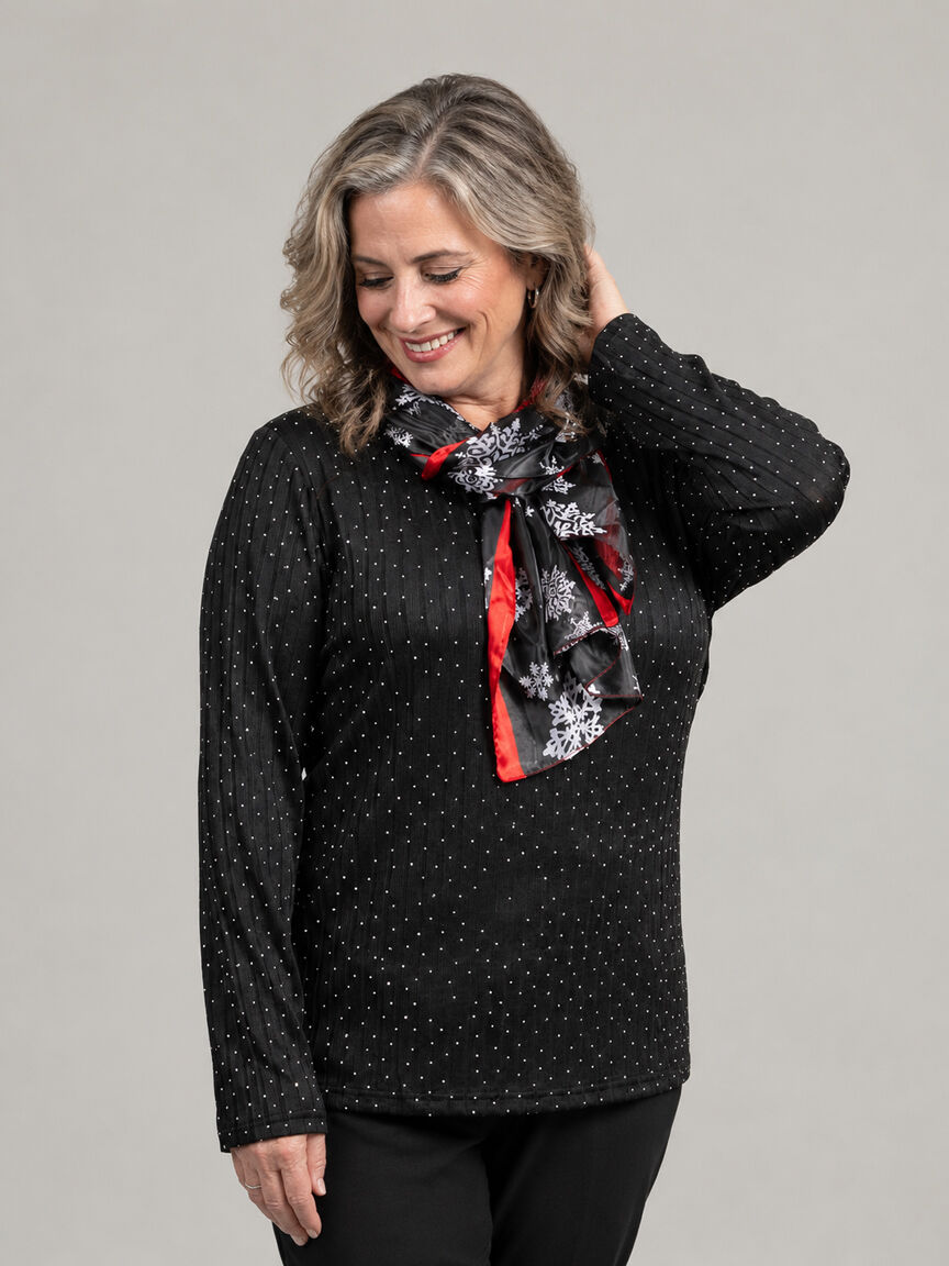 Long Sleeve Ribbed Top With Hotfix