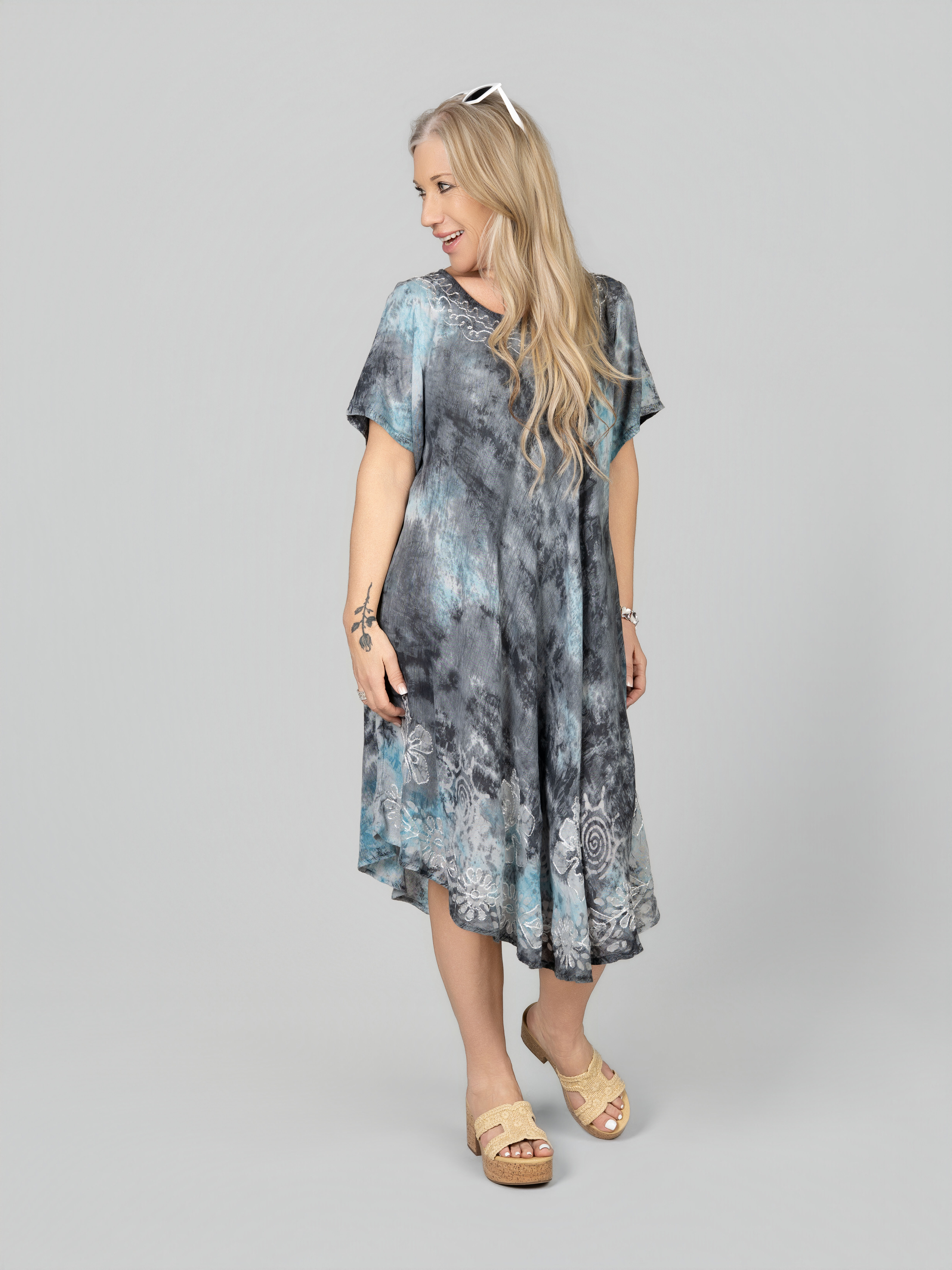 Short Sleeve Tie Dye Marble Dress