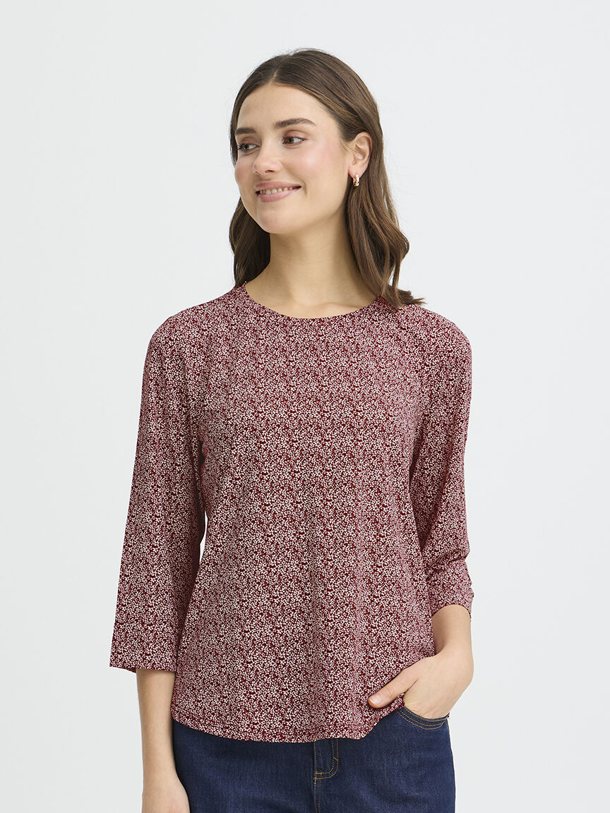 Mid Sleeve Crew Neck Top Image 1