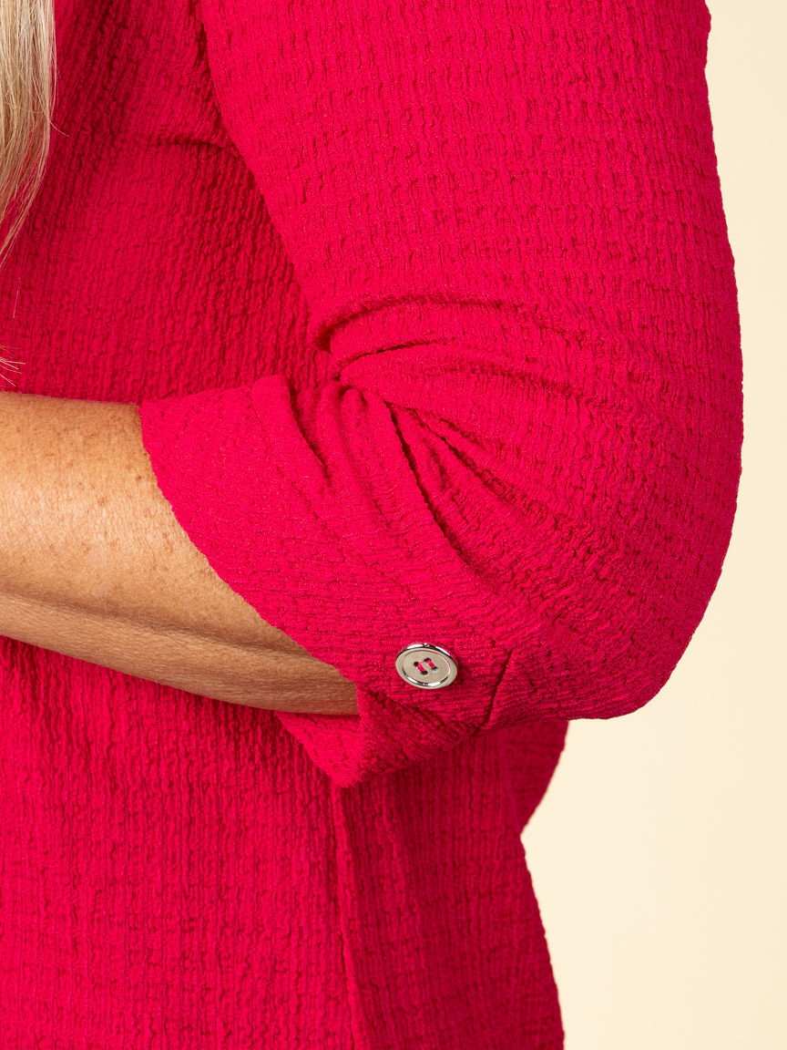 3/4 Sleeve Top With Button Image 3