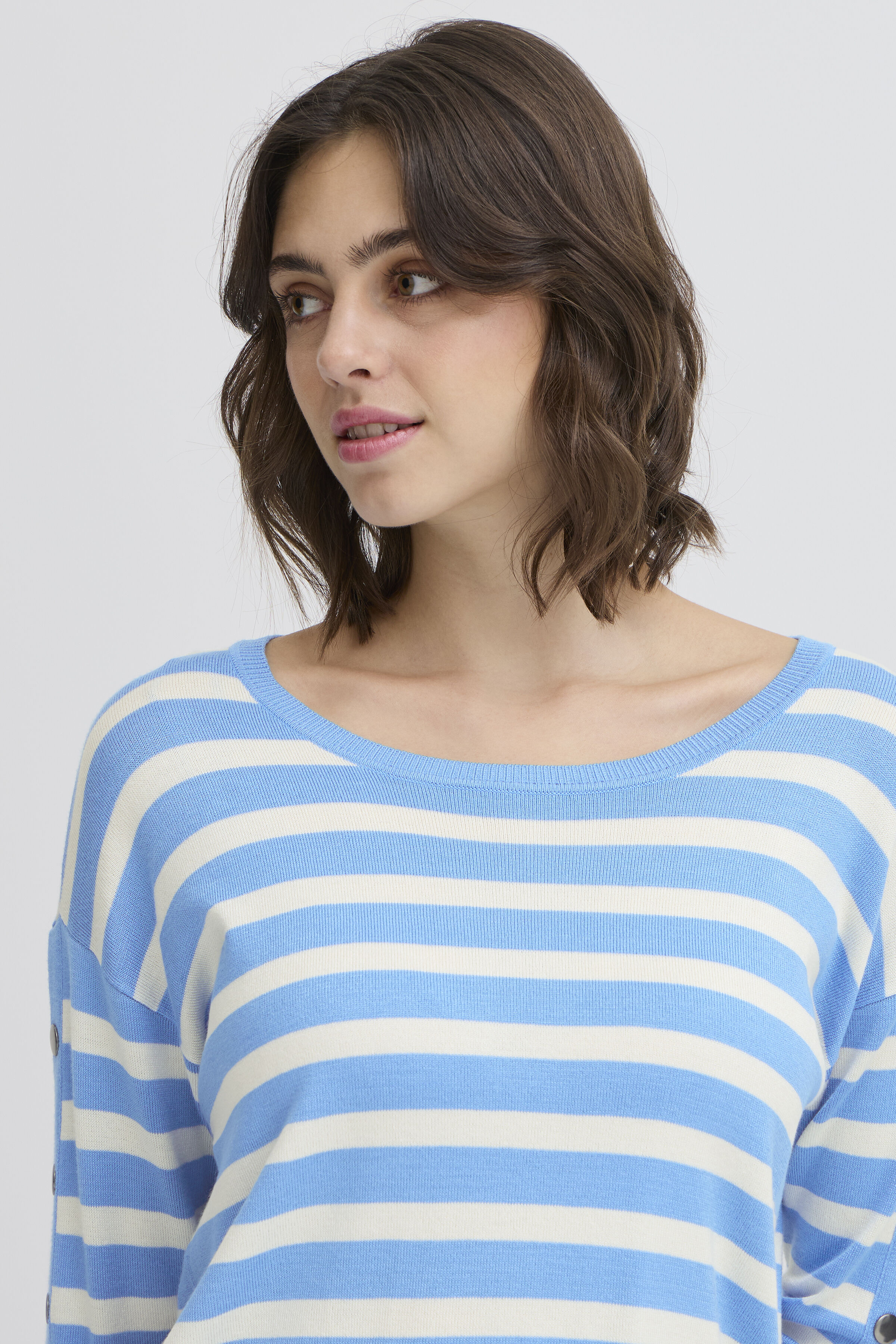 &frac34; Sleeve Sweater with Button Detail  Image 4