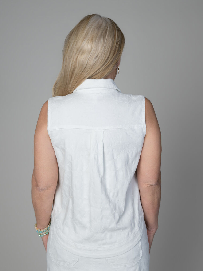 Sleevless Denim Floral Top