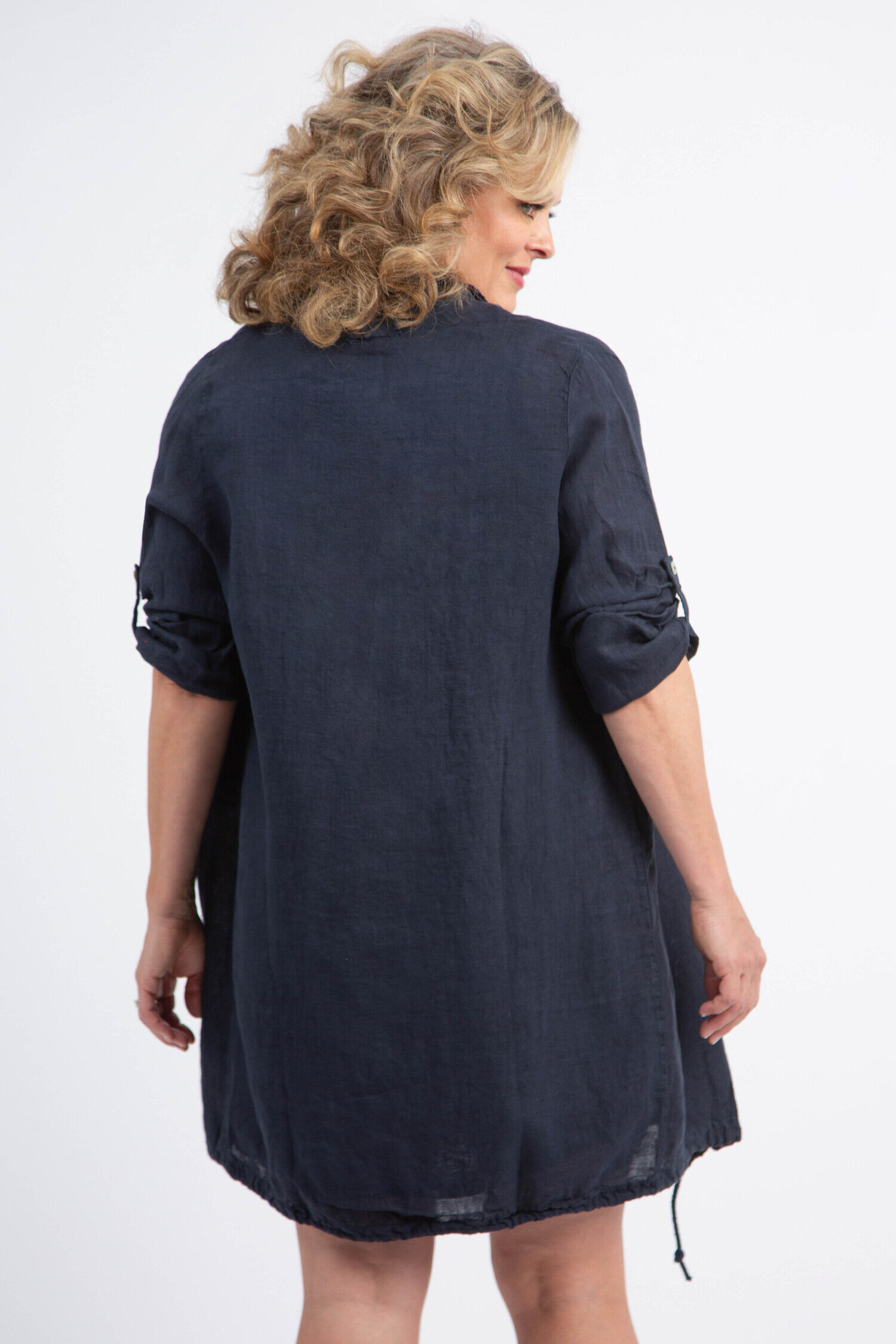 &frac34; Sleeve Linen Cardigan Image 4