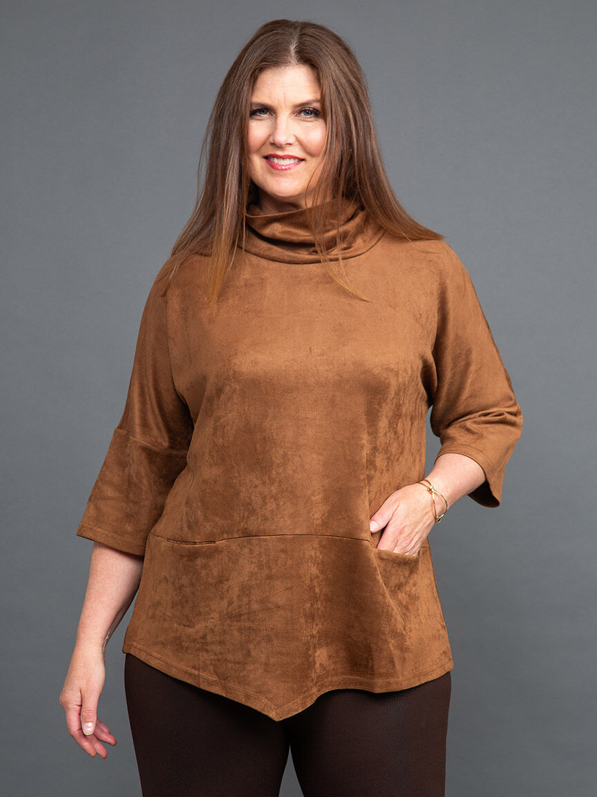 Faux Suede Cowl Neck Top Image 2