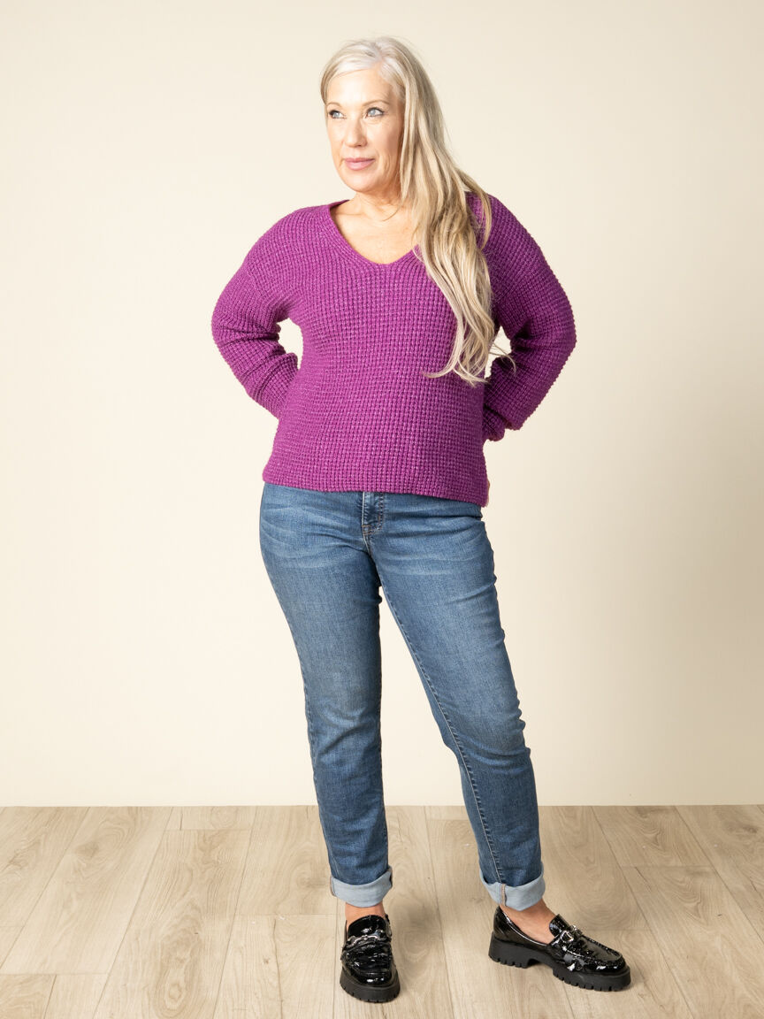 Soft Touch Drop Shoulder V-Neck Sweater