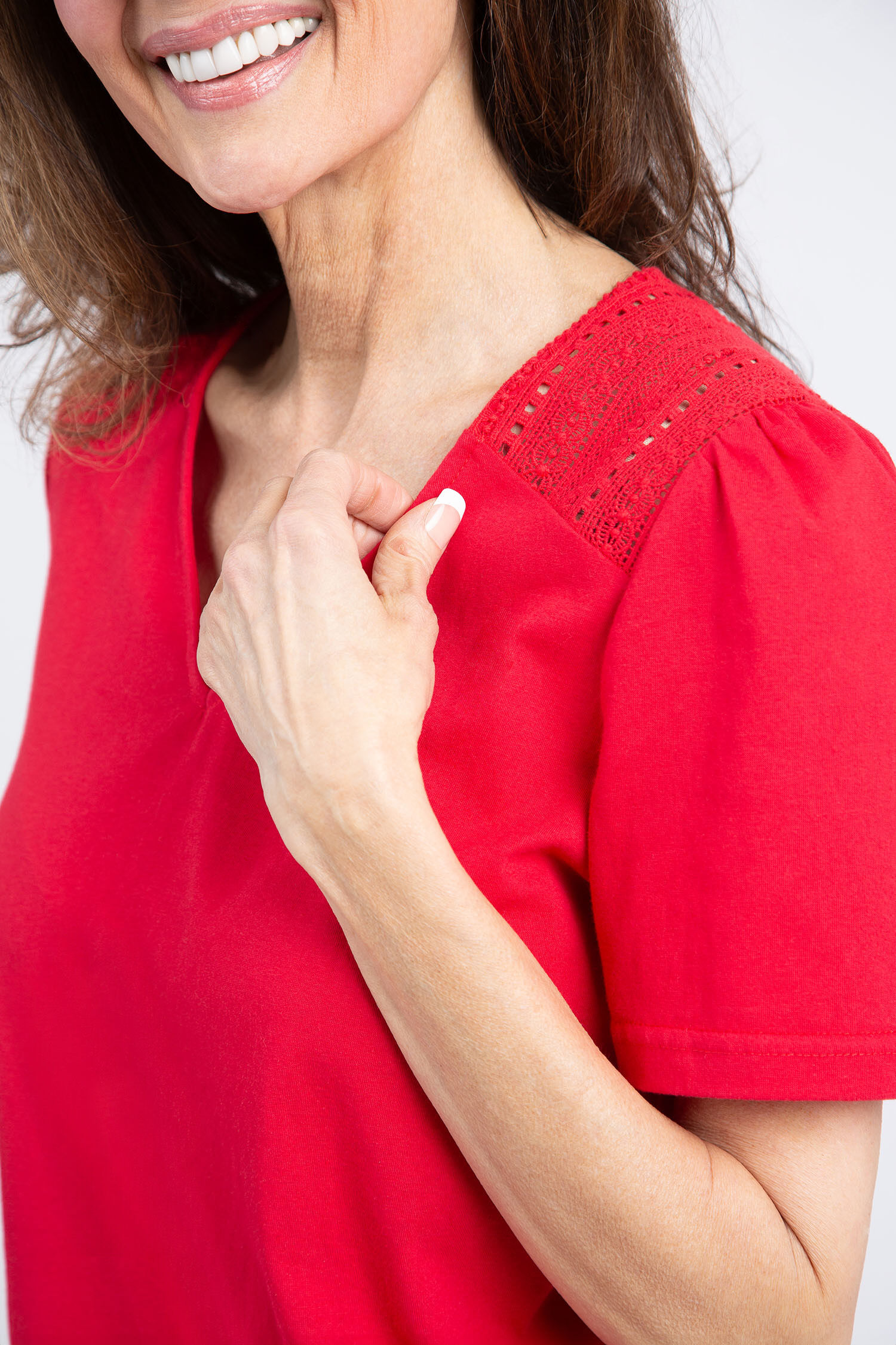 Short Sleeve Top w/ Lace Detail Image 5