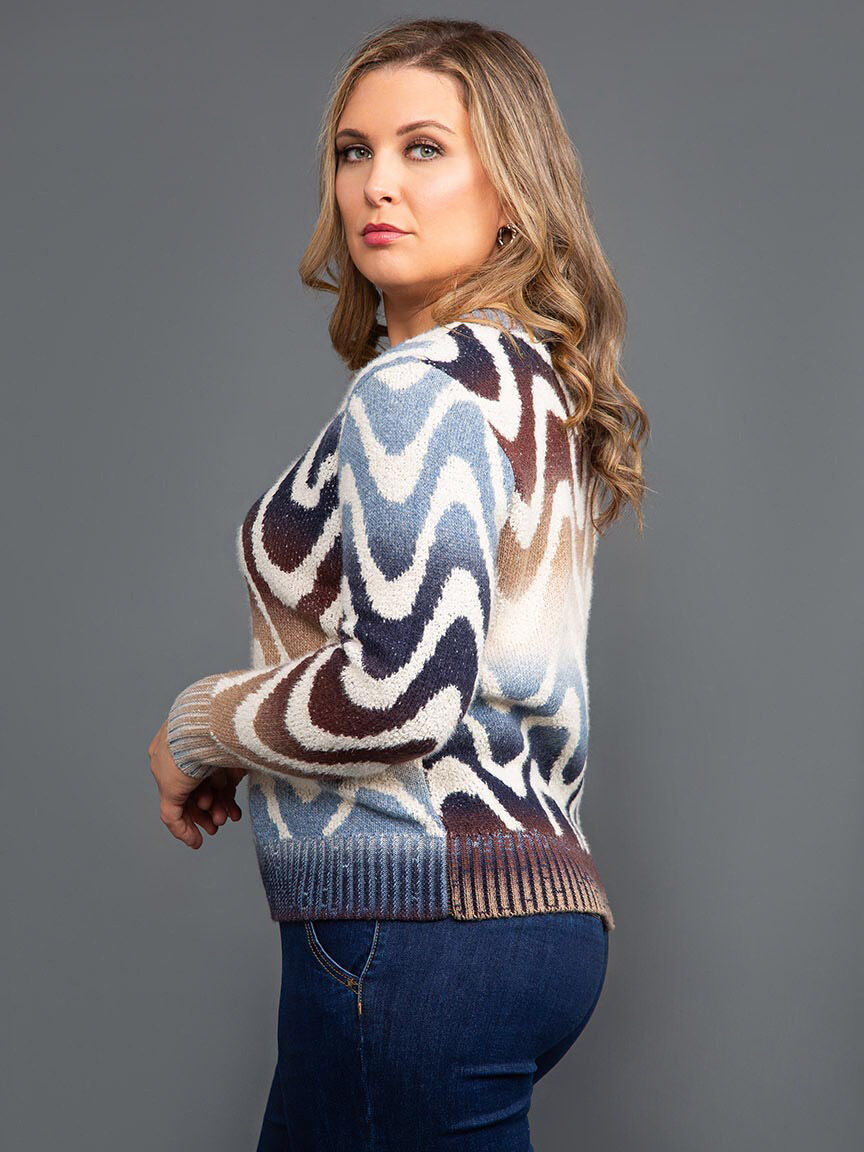 Ombre Waves Long Sleeve Sweater Image 3