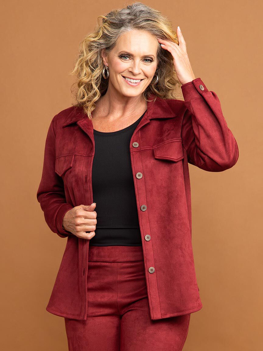 Suede Oversize Long Sleeve Top