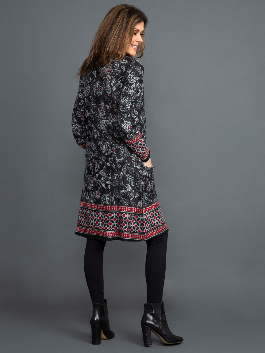 Long Sleeve Knee Length Floral Dress Image 3