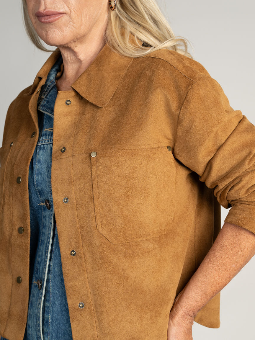 Collared Faux Suede Jacket