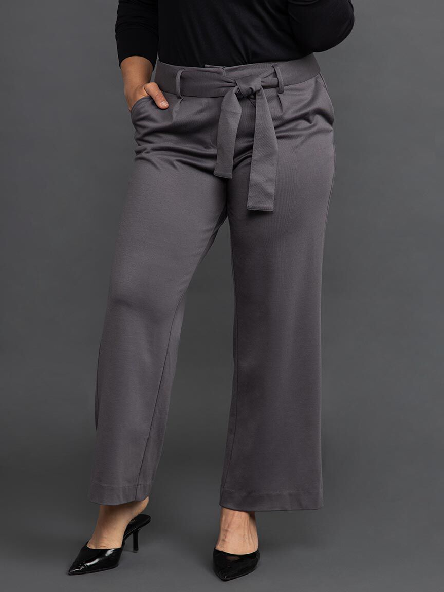 Wide Leg Pant w/ Tie-Up Belt  Image 2