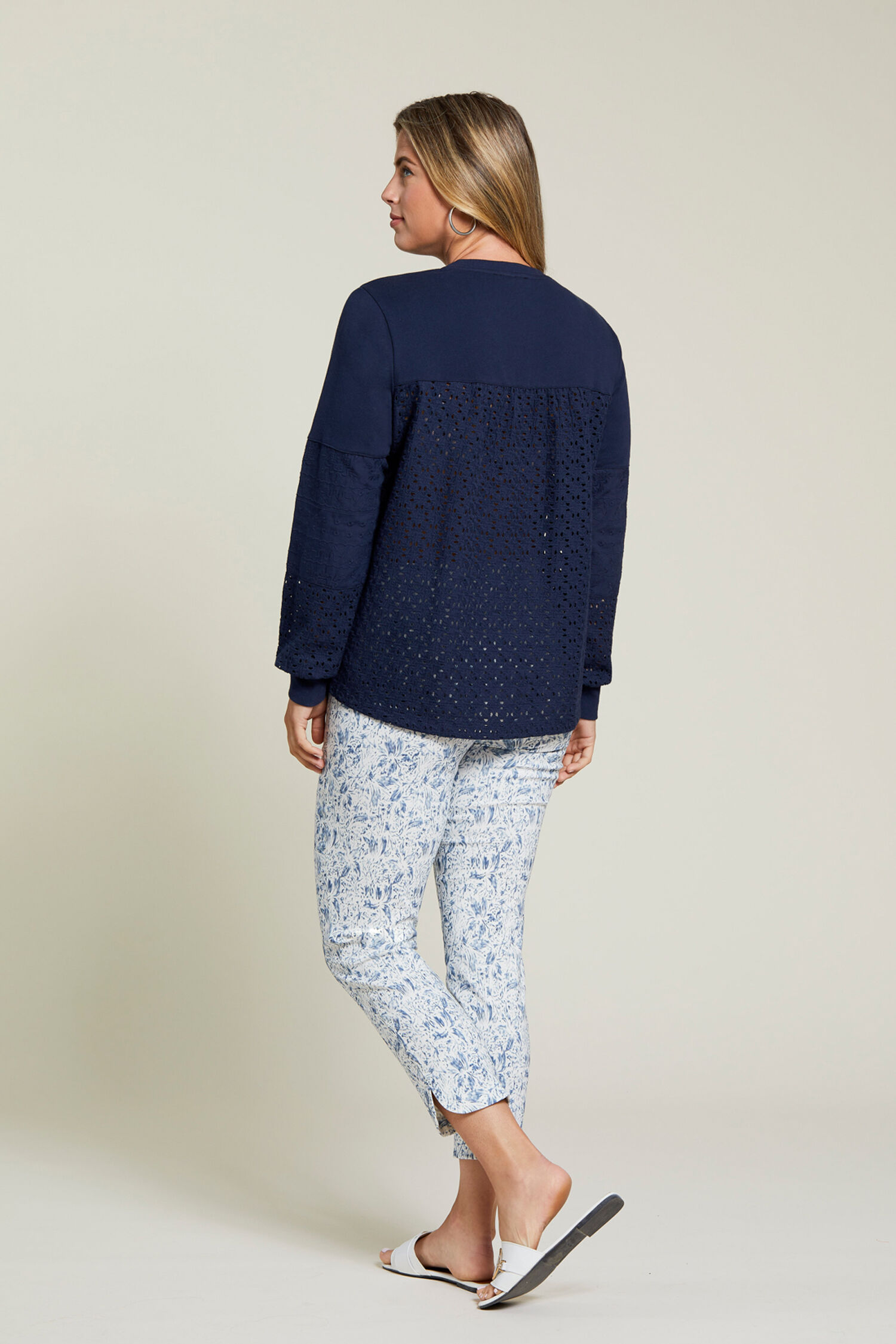 Blue Printed Capri Pants  Image 2