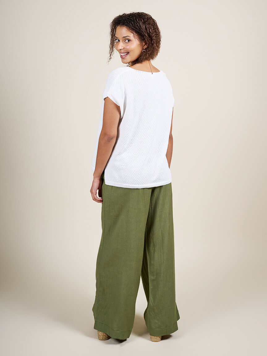 Short Sleeve V Neck Sweater 