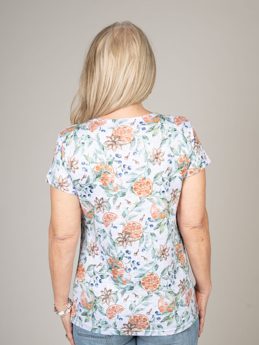 Fruit Print Short Sleeve Top