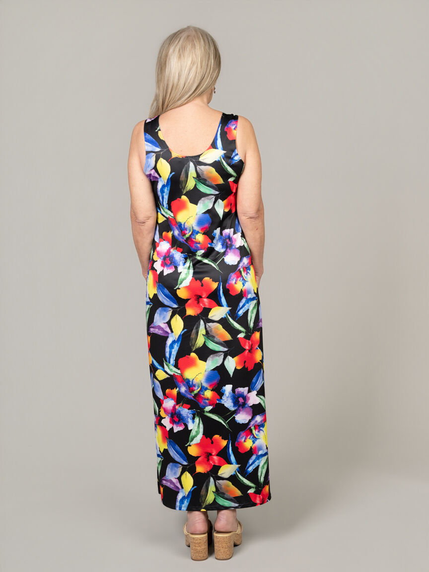 Long Luxe Sleeveless Dress with Side Slits Image 5