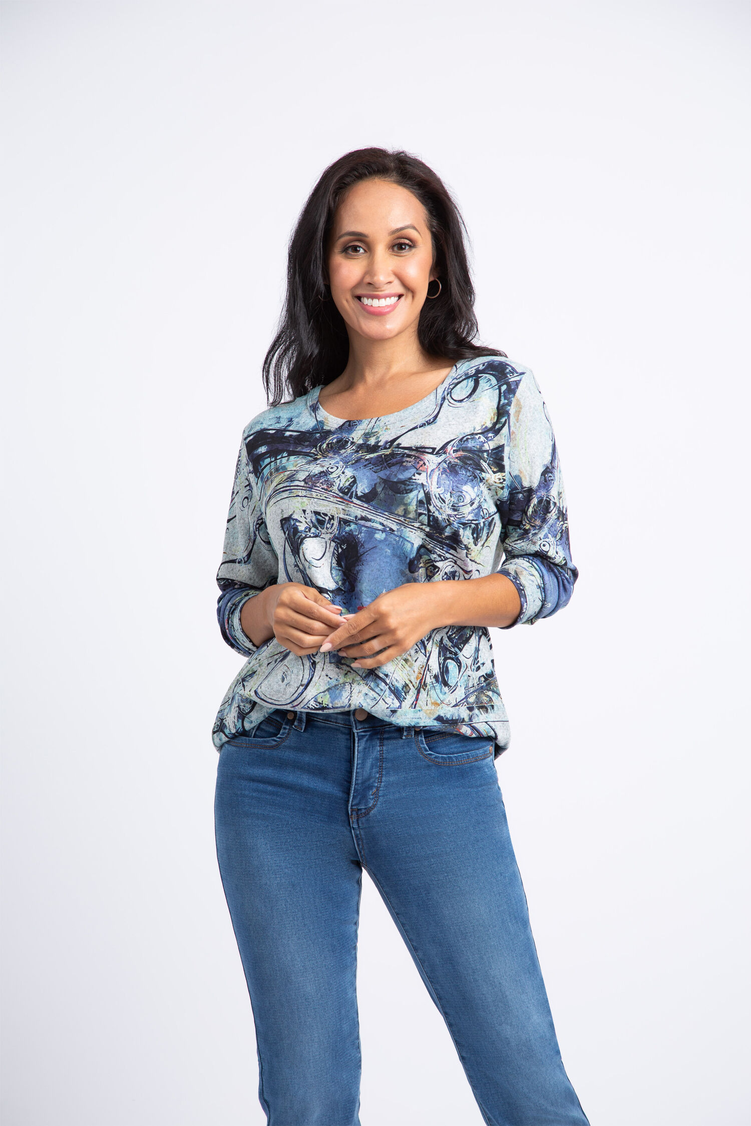 Long Sleeve Swirl Print Top Image 5