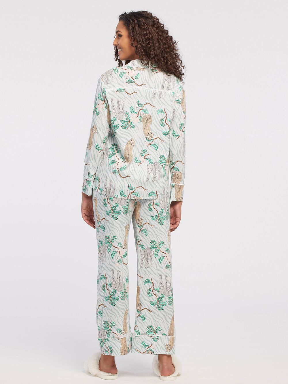 Floral Animal Flannel Pajama Set Image 2