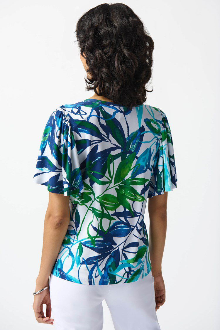 Silky Knit Tropical Print Top Image 3