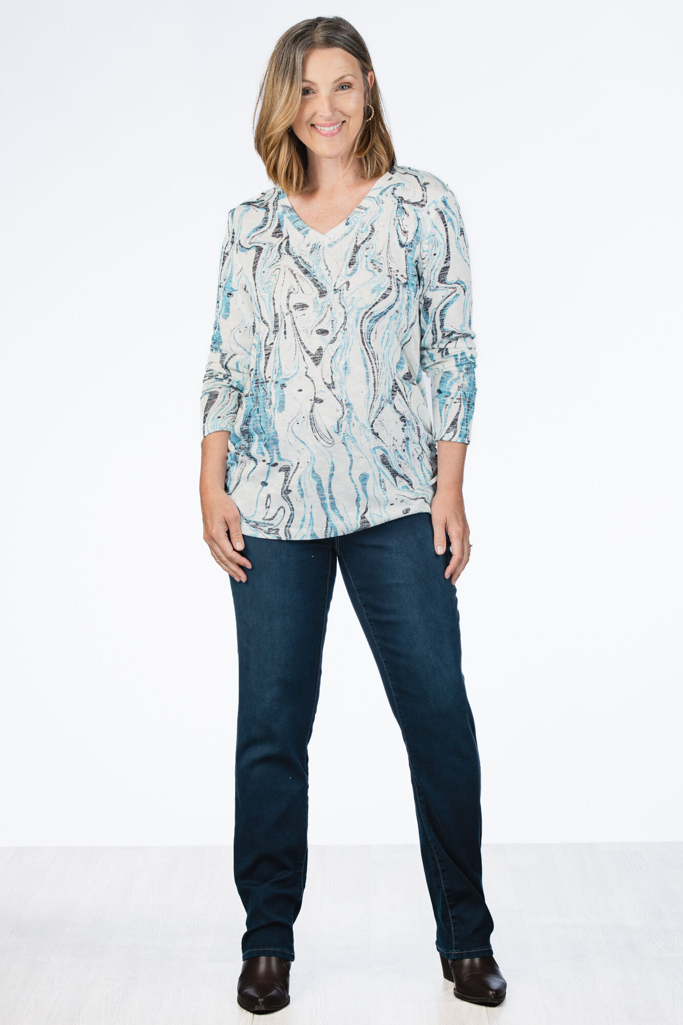 Marble V-Neck Top Image 4