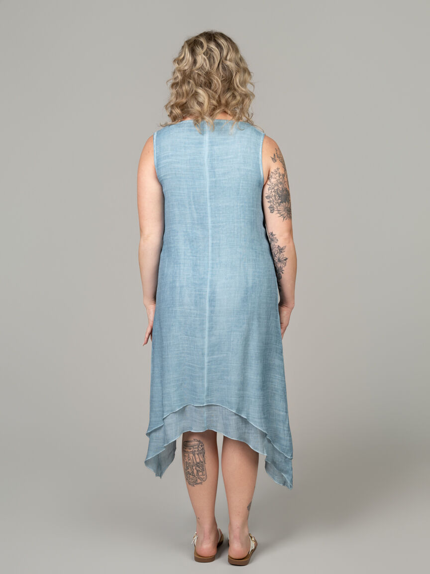 Flowy Asymmetrical Hem Dress With Pockets