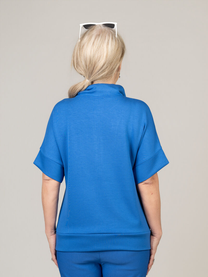 Short Sleeve Zip Mock Neck Top