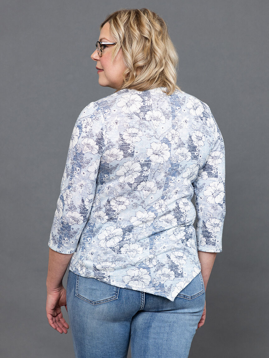 Elbow Sleeve Knit Top w/ Shoulder Button Detail Image 4