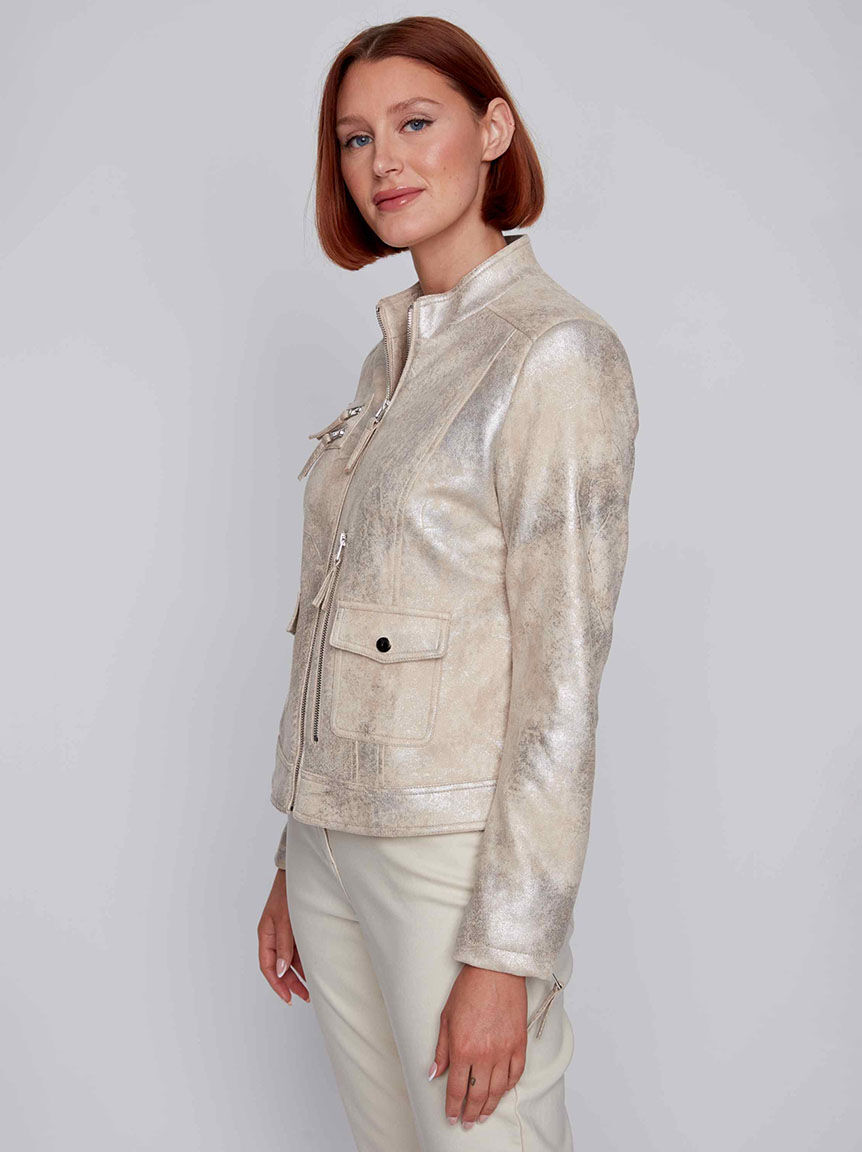 Faux Suede Moto Jacket Image 2