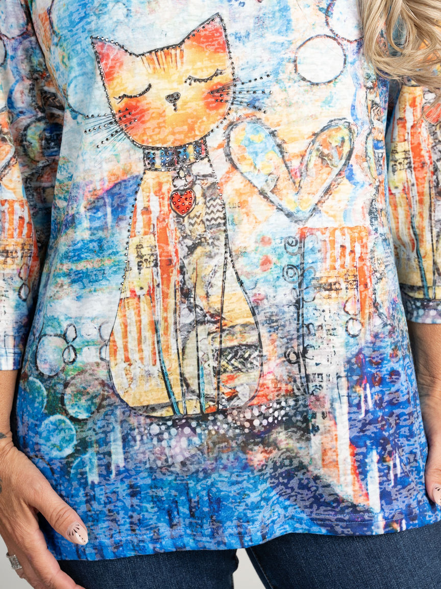 3/4 Sleeve Burnout Top