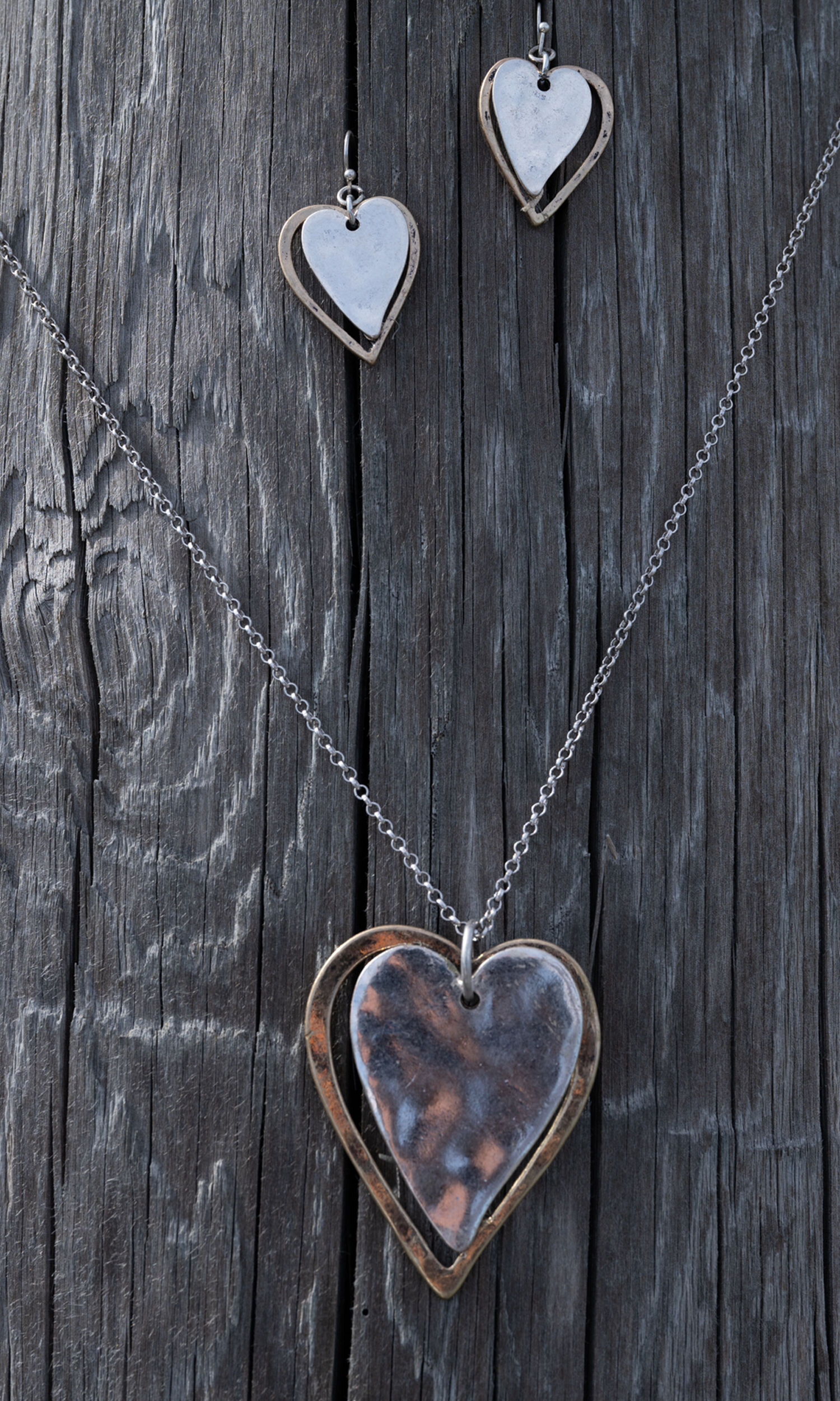 Two Hearts Short Necklace Set