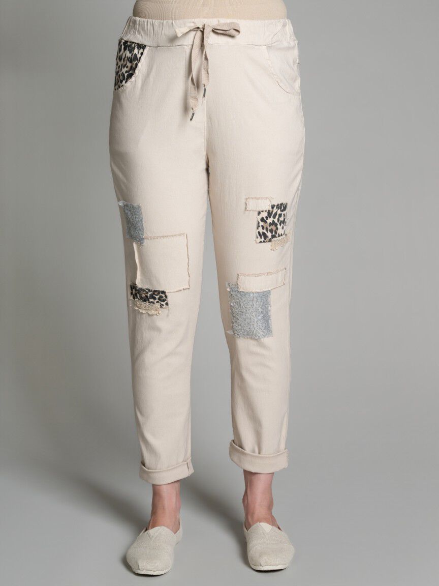 Patchwork Pull-On Pants
