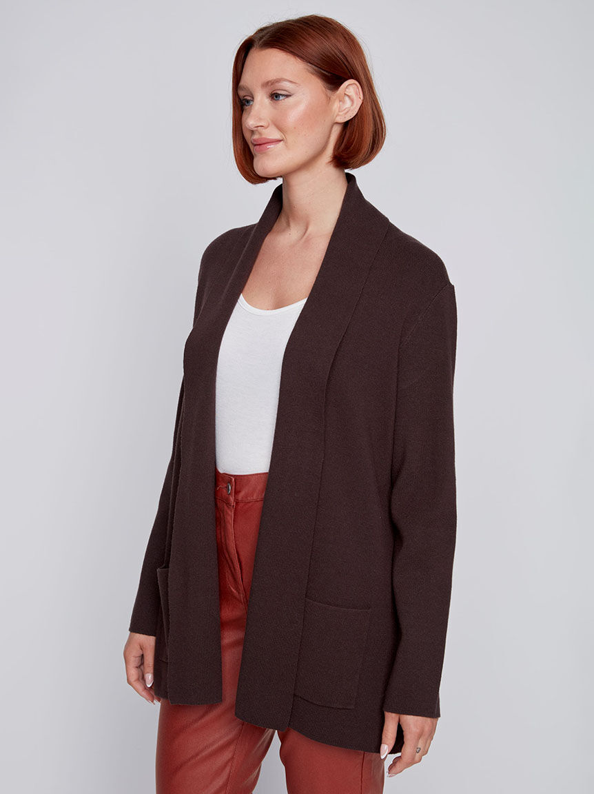 Shawl Collar Long Sleeve Cardigan Image 2