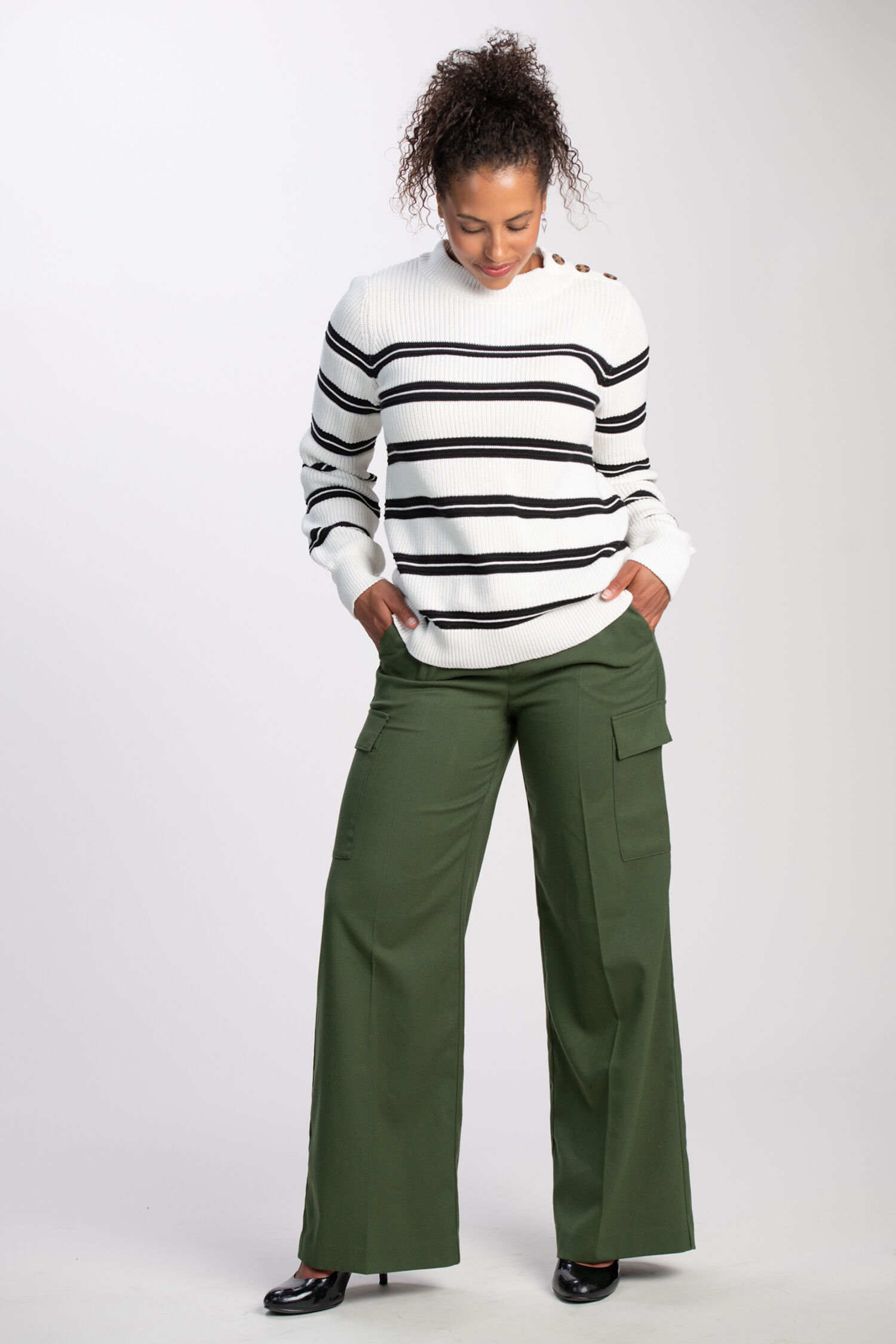 Striped Sweater w/ Buttons  Image 2