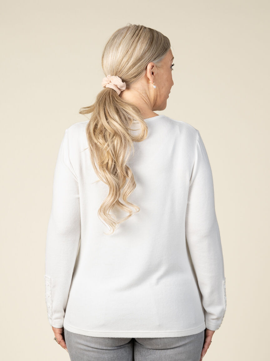 Long Sleeve Top with Bead and Button Details