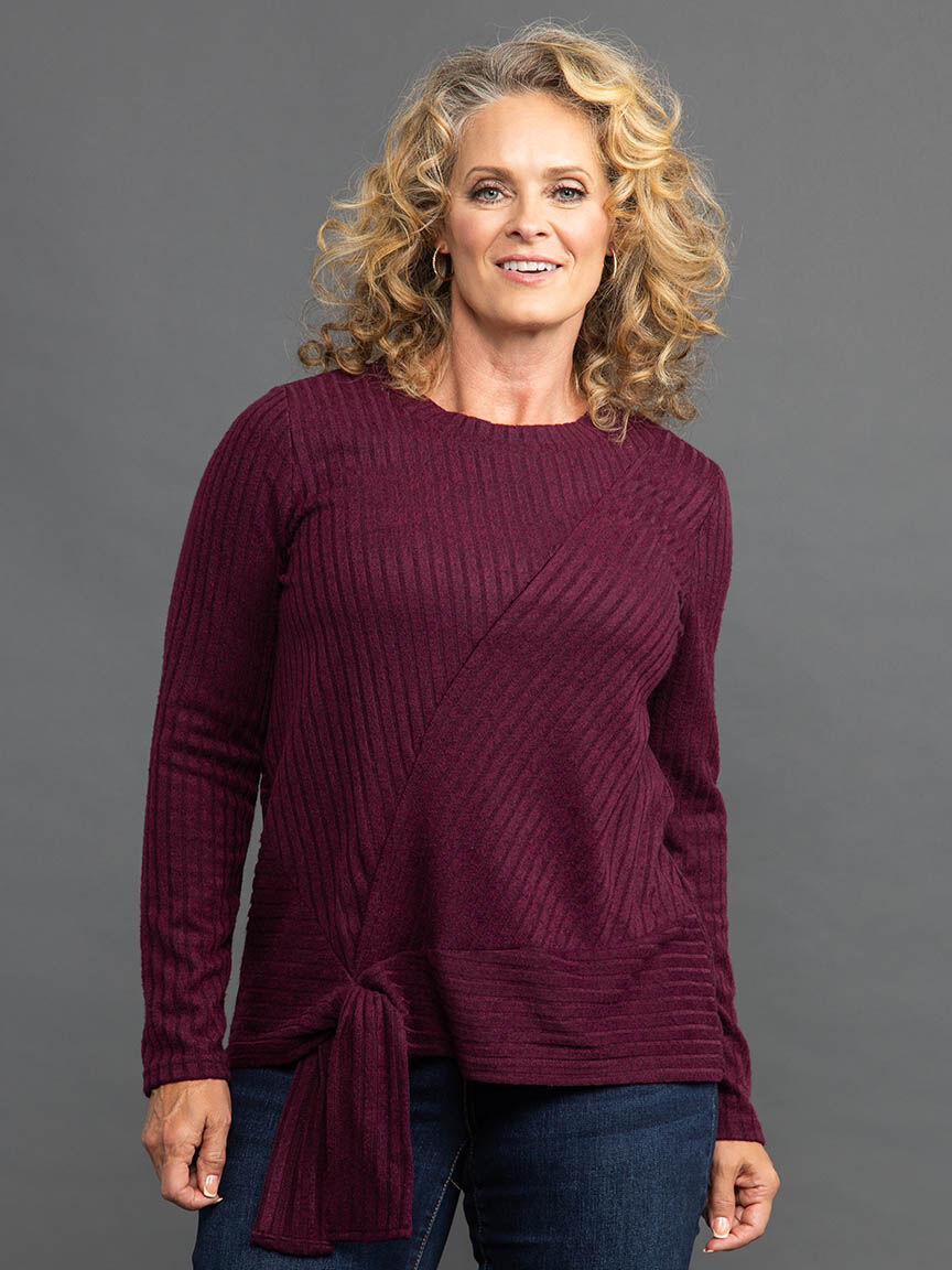 Long Sleeve Front Tie Top Image 2